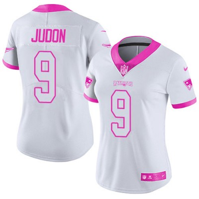 Nike New England Patriots #9 Matt Judon WhitePink Women's Stitched NFL Limited Rush Fashion Jersey